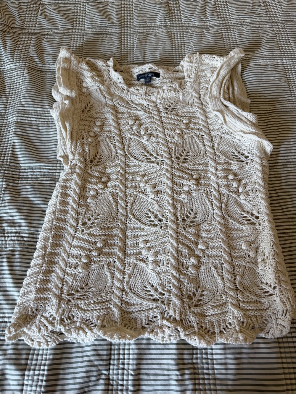 Cream Crochet Knit Sleeveless Camisole